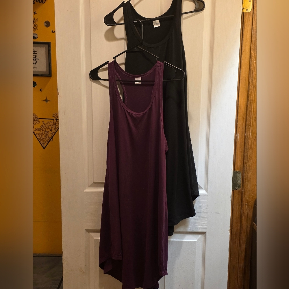 2 Womans Sleeveless A-Line Dress - Plum and Black Bundle.